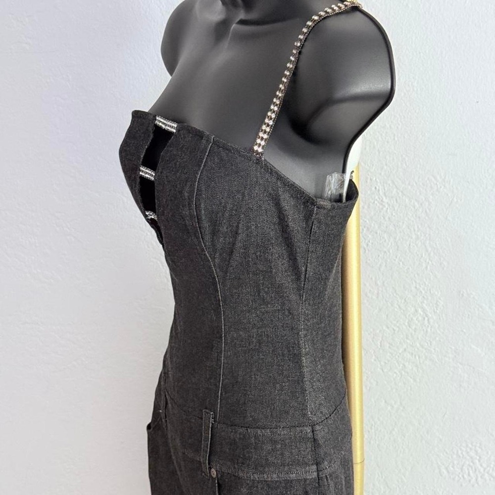 Vintage Y2K XOXO Denim Dark Wash Jumpsuit Custom Rhinestones 90's Size:3/4 Boho - Picture 3 of 8